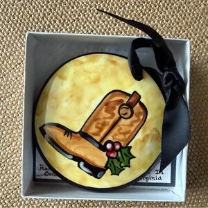 Nola Watkins Cowboy Boot Ornament – Hand-Painted Western Christmas, With Box